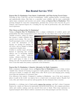 Bus Rental Service NYC