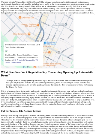 That Is Liable If A Bicyclist Is Hit By The Door Of A Parked Auto Being Opened U