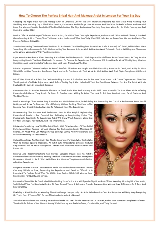 How To Choose The Perfect Bridal Hair And Makeup Artist In London For Your Big Day