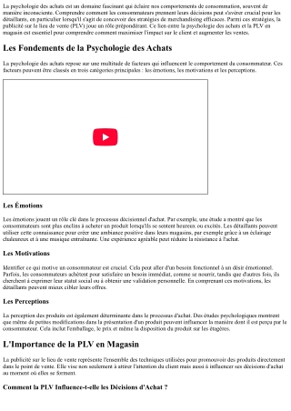La Psychologie des Achats et son Lien avec la PLV en Magasin