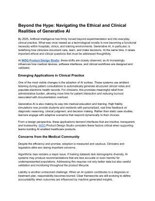 Beyond the Hype Navigating the Ethical and Clinical Realities of Generative AI