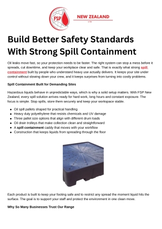 Build Better Safety Standards With Strong Spill Containment