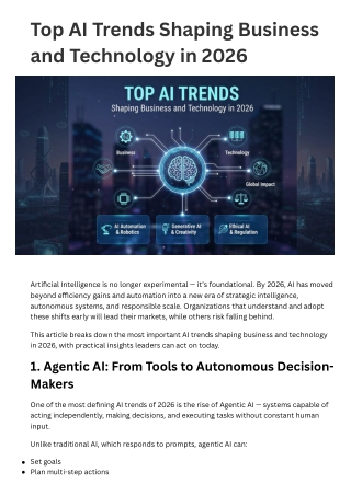 Top AI Trends Shaping Business and Technology in 2026