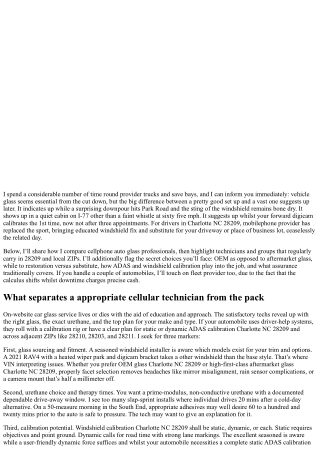 Best Mobile Auto Glass Technicians in Charlotte NC 28209: Our Top Picks