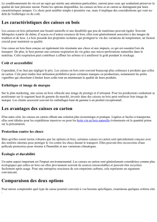 Caisse en bois ou carton : quel est le meilleur choix pour le vin ?