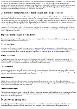 Comment Intégrer des Technologies dans vos Présentoirs ?