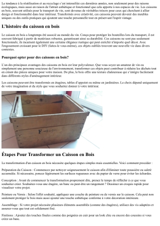 Astuces Pour Transformer Vos anciennes caissons En Nouveaux Outils Fonctionnels!