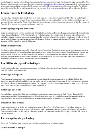 Le rôle des emballages dans la création d’un coffret personnalisable.