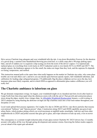 Auto Glass Repair Charlotte NC 28233: Common Issues and Solutions