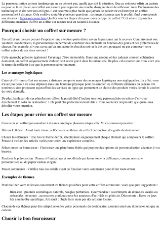 Offrir un coffret sur mesure à distance, c’est possible ! Voici comment.