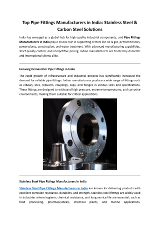 Top Pipe Fittings Manufacturers in India