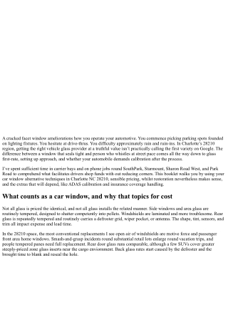 Car Window Replacement Charlotte NC 28210: Options and Pricing