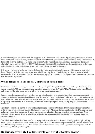 Mobile Windshield Repair Charlotte NC 28202: Repair Time by means of Damage Type