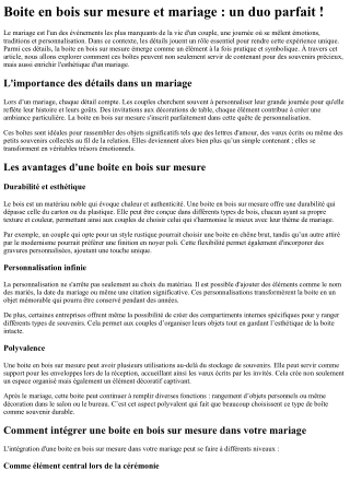 Boite en bois sur mesure et mariage  un duo parfait !