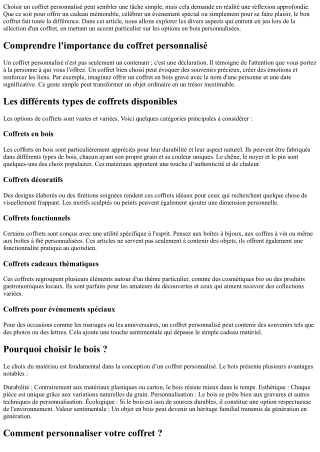 Le guide ultime du choix du meilleur coffert personnalisé!