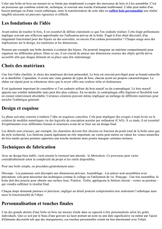 De l'idée à la réalisation: le parcours d'une boite unique.
