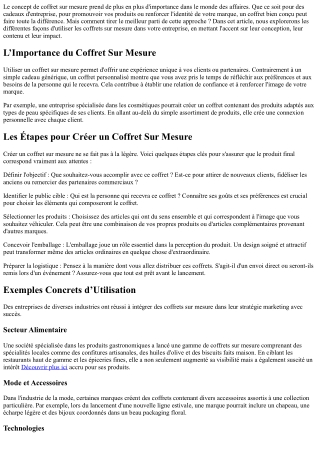 Comment Utiliser les Coffrets Sur Mesure dans votre Entreprise ?