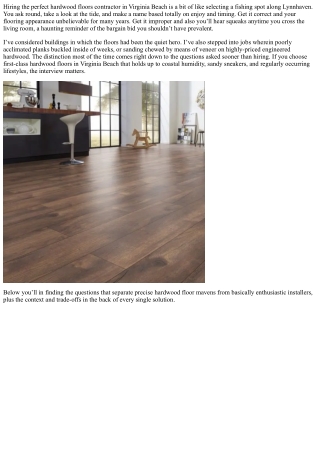 Hardwood Flooring Contractors Virginia Beach: Questions to Ask Before Hiring