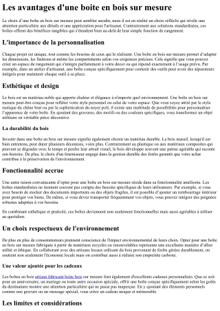 Les avantages d'une boite en bois sur mesure