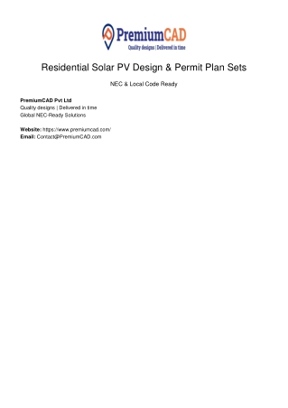 Residential Solar PV Design Permit Plan Sets