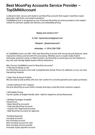 Buy MoonPay Accounts 2026