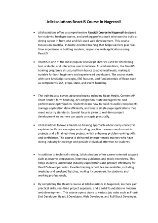 Reactjs Course in Nagercoil