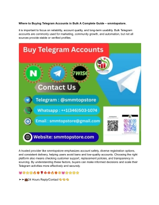 Where to Buying Telegram Accounts in Bulk A Complete Guide – smmtopstore,