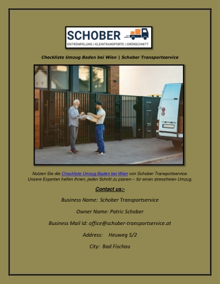 Checkliste Umzug Baden bei Wien  Schober Transportservice