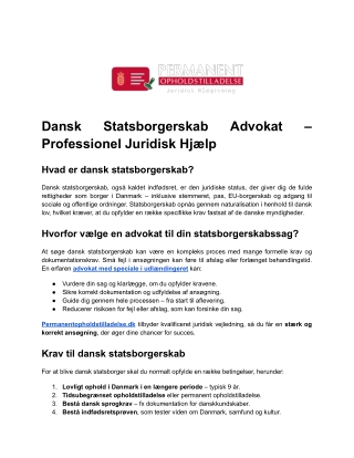 Dansk Statsborgerskab Advokat – Professionel Juridisk Hjælp