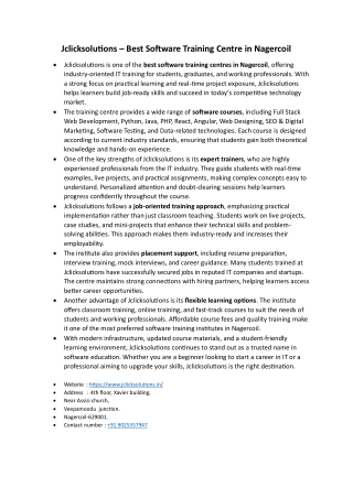 Best Software Training Centre in Nagercoil