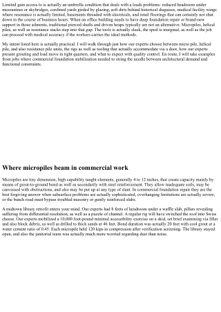 Micropiles for Limited Accessibility Commercial Websites: Tools and also Procedu