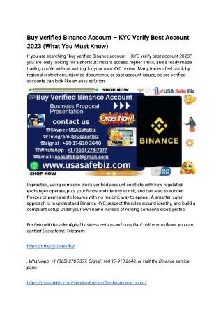 3Buy Verified Binance Account – KYC Verify Best Account 2023 (What You Must Know)