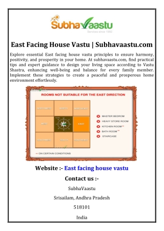 East Facing House Vastu | Subhavaastu.com