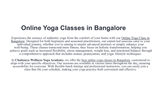 Online Yoga Classes in Bangalore