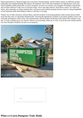 4 Cubic Lawn Dumpster Tampa Bay FL: Smart Selection for Small Companies