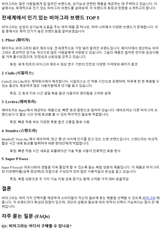 전세계에서 인기 있는 비아그라 브랜드 TOP 5