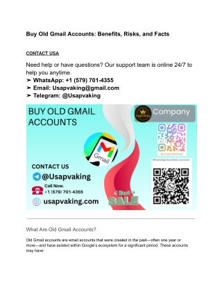 Buy Old Gmail Accounts_ Benefits, Risks, and Facts