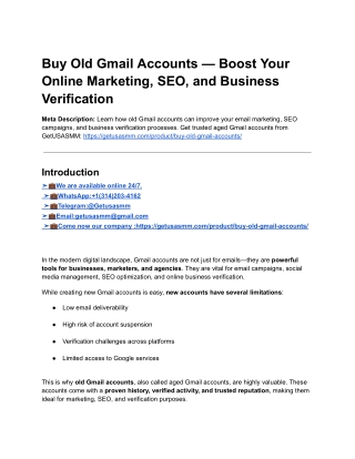 Buy Old Gmail Accounts - 100% Safe & USA,UK ...