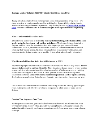 Buying a Leather Sofa in 2025 Why Chesterfield Styles Stand Out