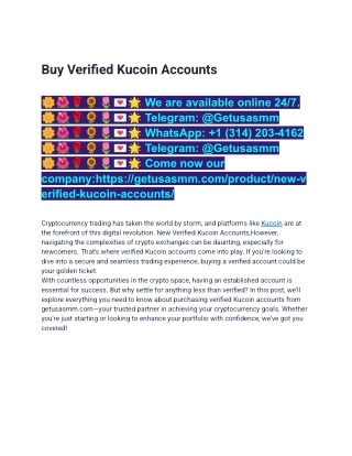 Safe and Easy Buying Options for Verified Kucoin Accounts ...