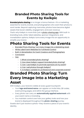 Branded Photo Sharing Tools for Events by Kwikpic