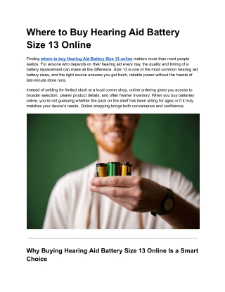 Where to Buy Hearing Aid Battery Size 13 Online
