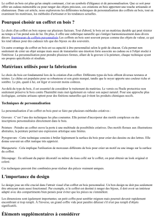 Coffrets en Bois et Personnalisation : Les Meilleures Techniques à Connaître