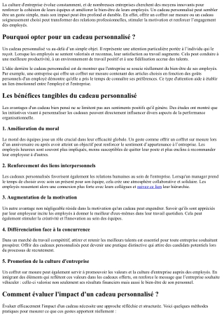 Évaluer l’impact d’un cadeau personnalisé au sein d’une entreprise.