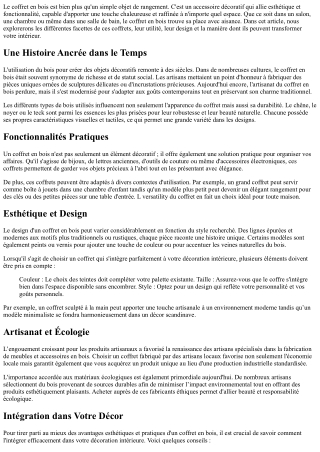 Coffret Bois : Un Élément Décoratif Indispensable