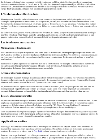 Les Tendances Actuelles des Designs de Coffrets en bois au 21ème Siècle !