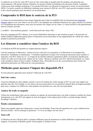 Analyser le retour sur investissement (ROI) de votre PLV