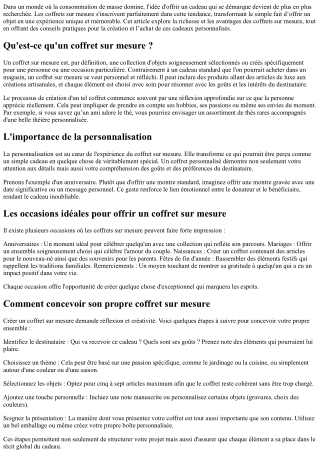 Coffrets Sur Mesure : Offrir une Expérience plutôt qu'un Objet !