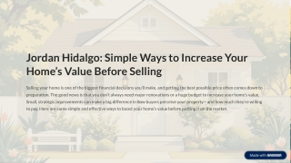 Jordan Hidalgo: Simple Ways to Increase Your Home’s Value Before Selling