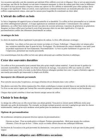 Rendez chaque occasion spéciale avec un beau coffert!